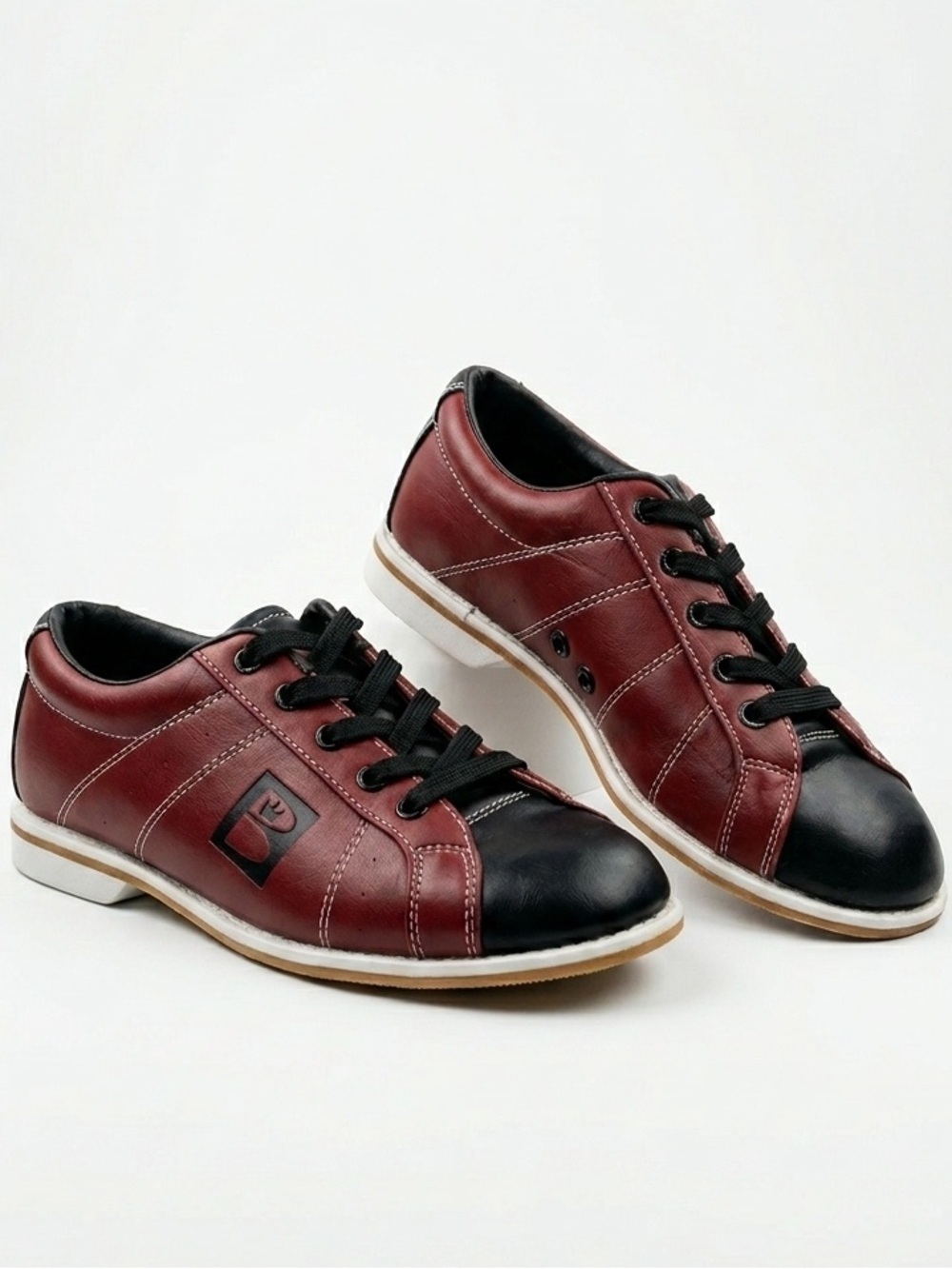 Brunswick Classic Bowling Shoes Alley Numbers Leather Sole Red Black Size 6